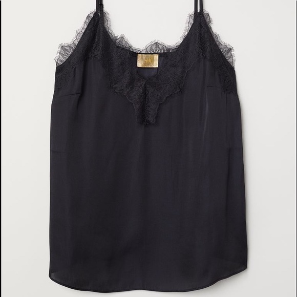 black satin lace top